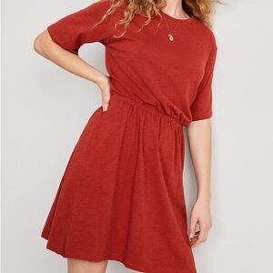 Old Navy Terracotta Cotton Cinched‎ Waist Midi Dress Size Medium​